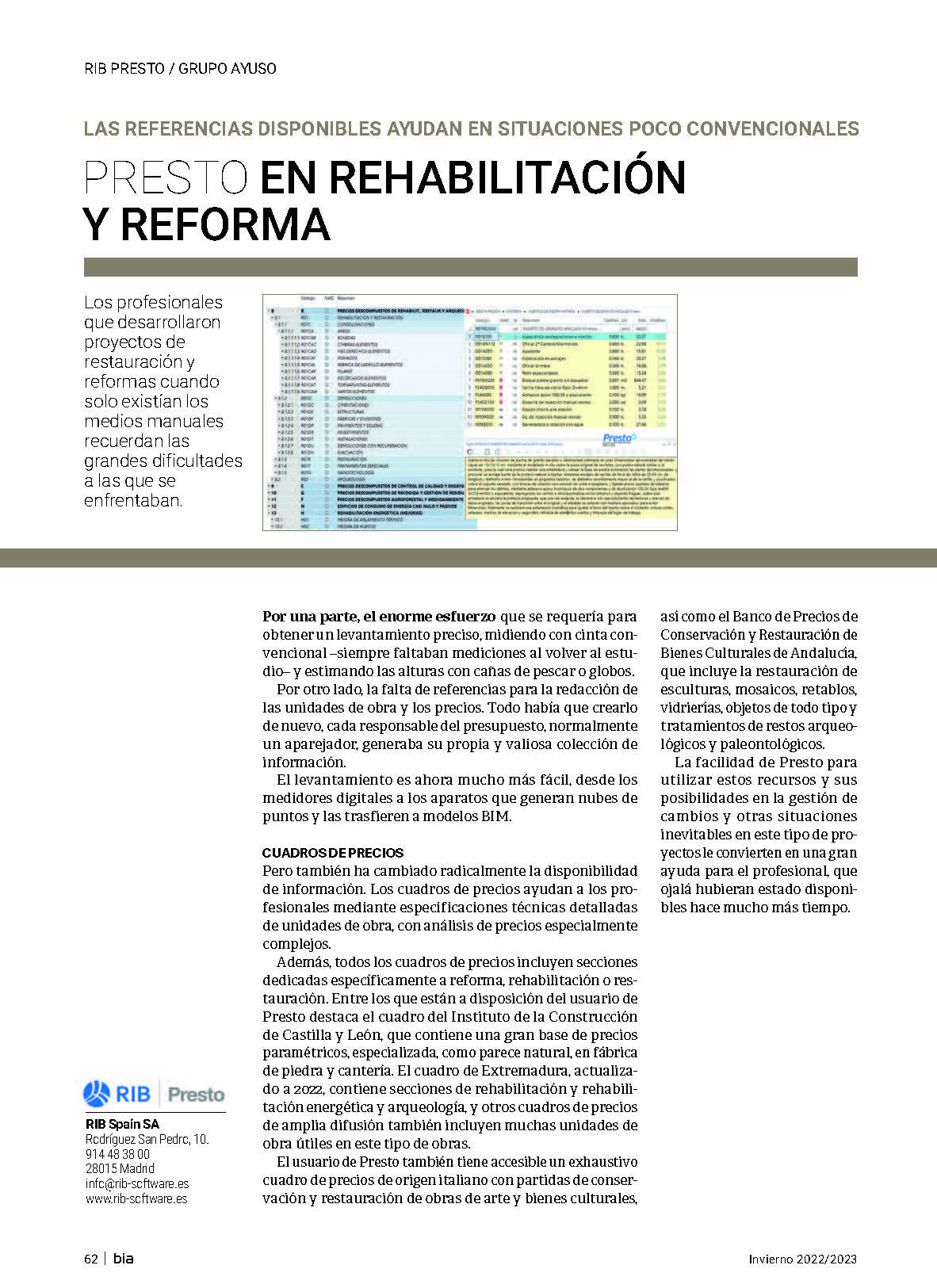 Presto en rehabilitación y reforma